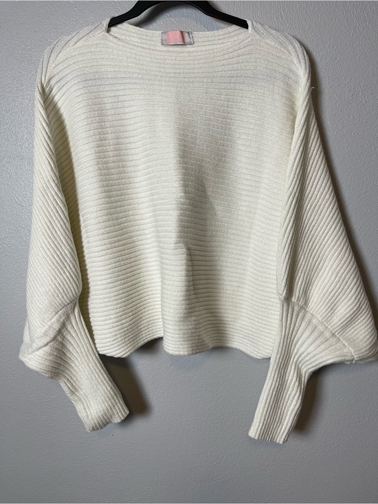 C+D+M Collection Sweaters - C+D+M Collection- Women's Cream Ribbed Balloon-Sleeve Sweater